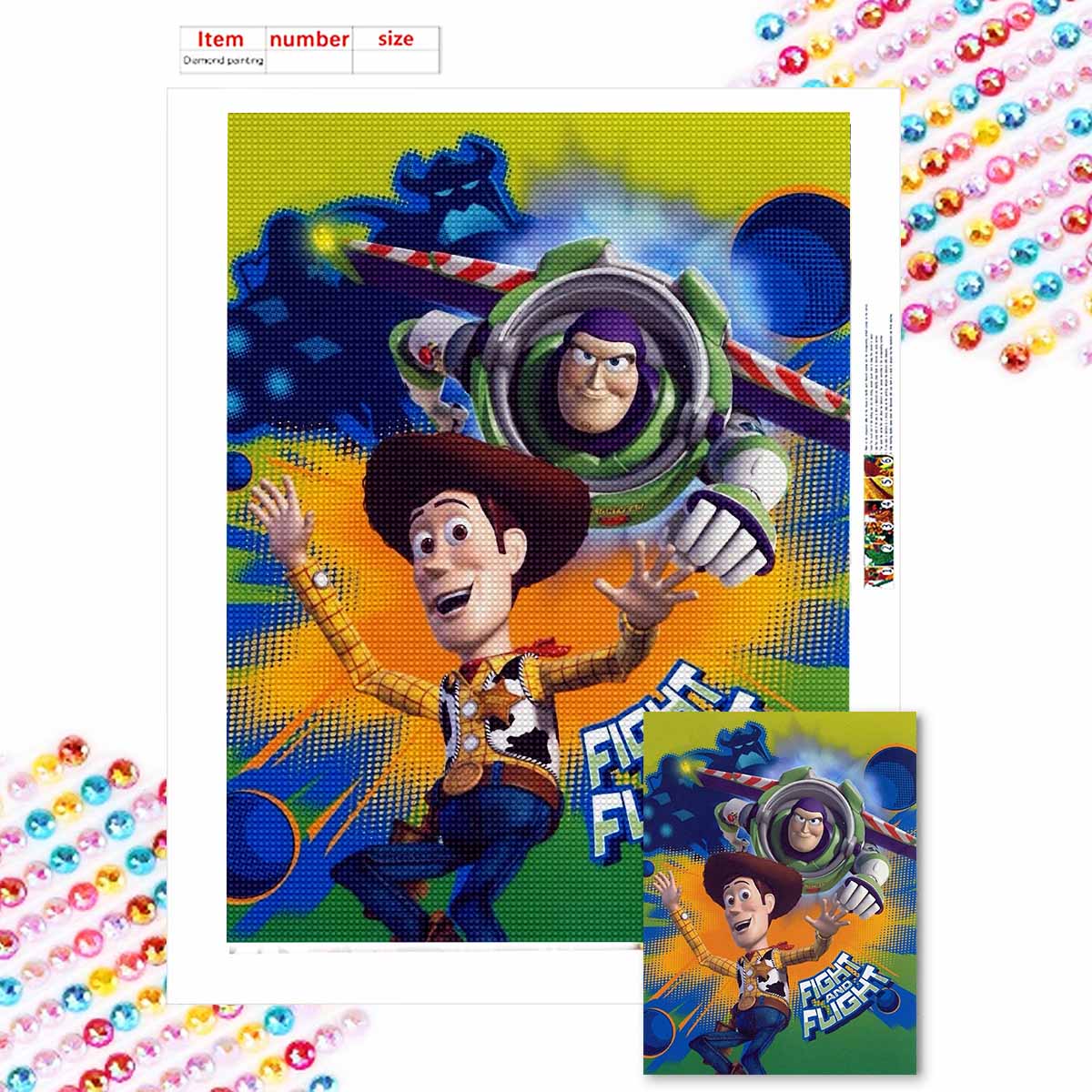 

5D Алмазная Живопись Сделай Сам Вуди и Базз Полная Выкладка Стразы Мозаика Вышивка Изделия Ручной Работы Домашний Декор Подарок Round 20x30cm