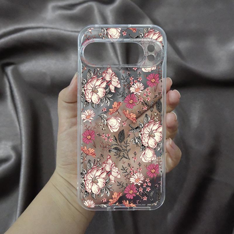 Fashion Flowers Retro Rose Phone Case for Google Pixel 9 Pro XL 8 7 6 Pro Pixel 8A 7A 6A XL 5G Peony Vintage Soft TPU Cover