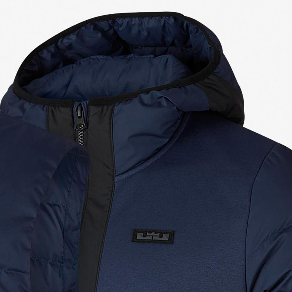 Nike Solid Pattern Logo Windproof Warm Zip-Up Hooded Down Jacket Men Outerwear Blue AH2206-410