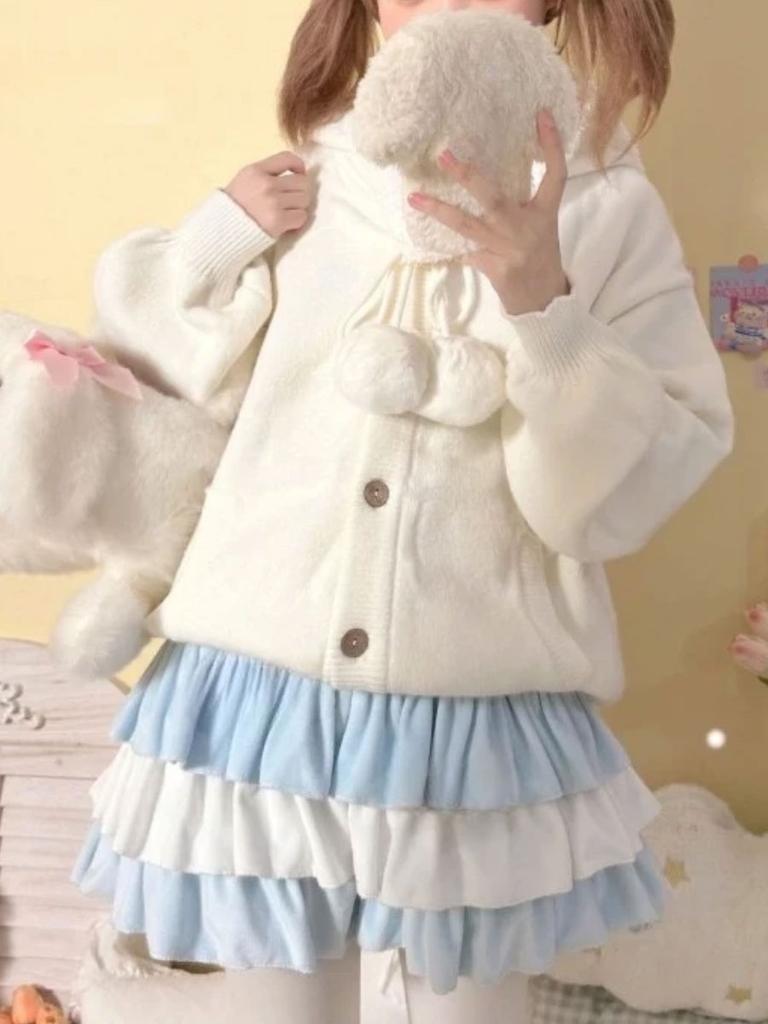 Cute Ruffled Mini Skirt Women Japanese Style Kawaii A-line Short Skirt Contrast Color Patchwork Skirts Y2k Clothing Harajuku