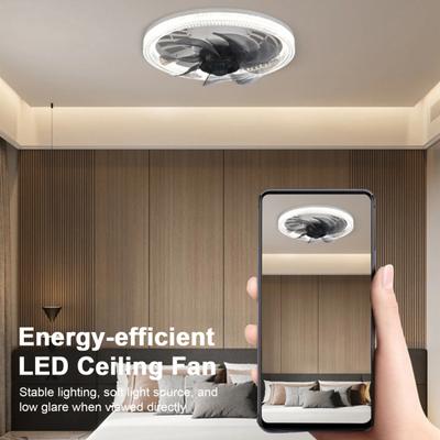 Ventilador de techo silencioso inteligente 2 en 1 con luz, velocidad regulable, ajustable, ahorro de energía, luz de ventilador de techo empotrada para dormitorio