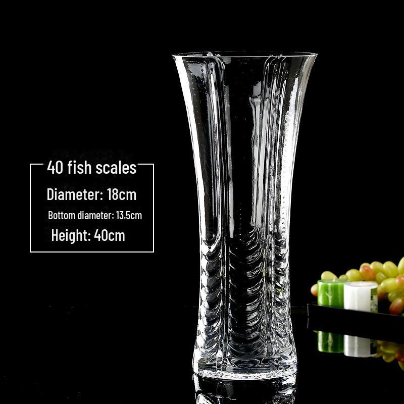 Extra Large Transparent Glass Vase, 50cm Height, Wide Diameter for Flower Arrangements, Living Room Decor, Hydroponic Lucky Bamboo