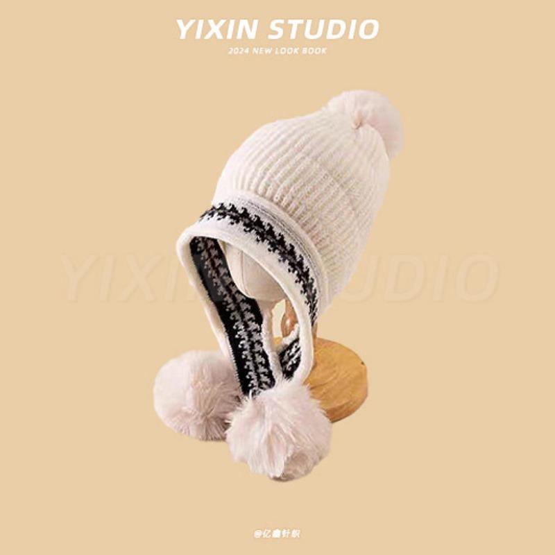 Autumn and Winter Boys and Girls Children's Hats Baby Hats Cute Cartoon Bears Plush Hats Thermal Hats Ear Protectors Knitted Hats