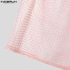 INCERUN Men O Neck Sleeveless Mesh Sheer Hollow Crochet Casual Beach Tank Tops