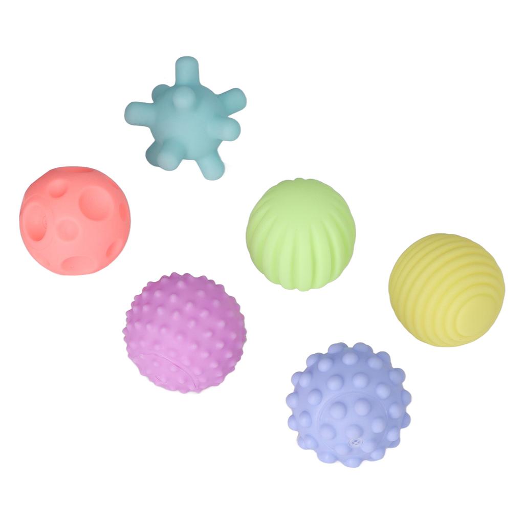 6pcs Baby Textured Ball Set Infant Funny Soft Elastic Multicolor Squeezing Sensory Ball Toy for