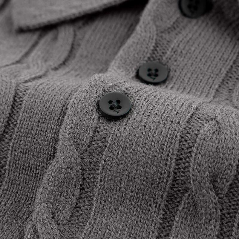 SEVEN Men's Wool Blend Cable Knit Polo Sweater
