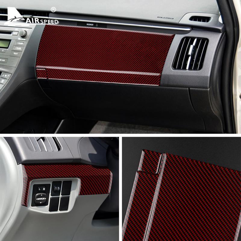 Real Carbon Fiber Sticker For Toyota Prius 2010 2011 Red Black Car Glove Box Cover Decor Interior TrimAccessories.