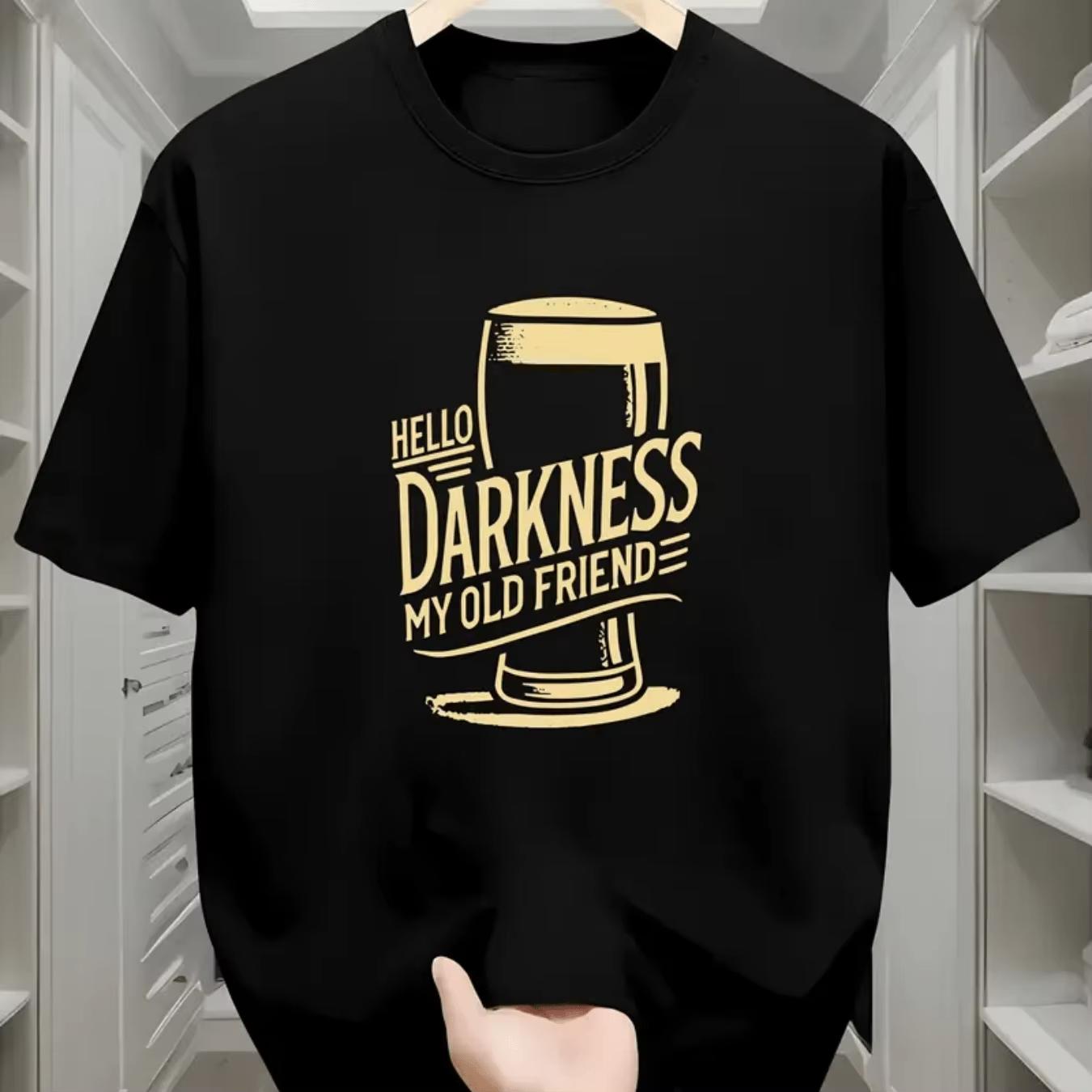 

Unisex Funny Beer Lover TShirt Hello Darkness My Old Friend Graphic Tee Shirt with Golden Print Unisex Clothing Comfortable 2026 new S