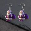 Winter Purple Santa Acrylic Earrings With Creative Design For Christmas Decor
