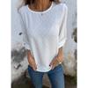 Frühling und Herbst Rundhals Chiffon Jacquard Oberteil Mode Lässige Lockere Damen T-Shirts