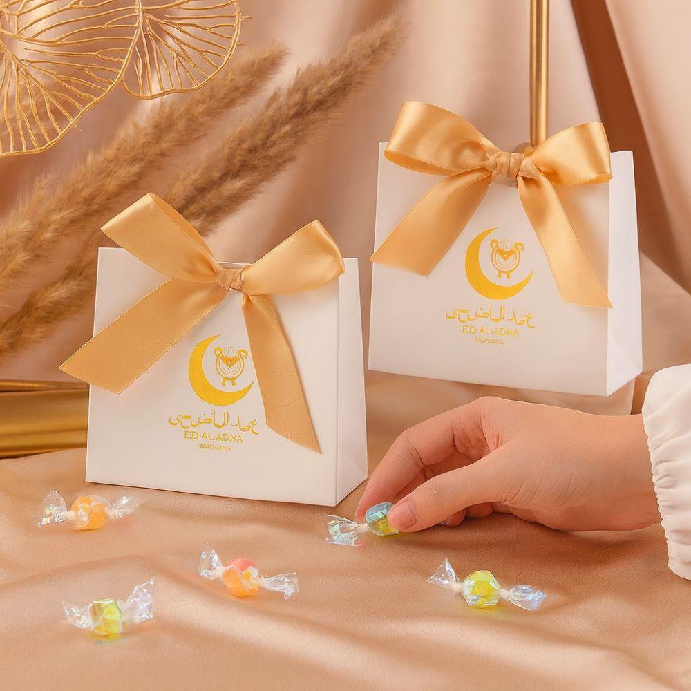 10pcs Paper Eid Mubarak Gift Box Moon Star Snacks Present Box Creative Treat Box  Family Party
