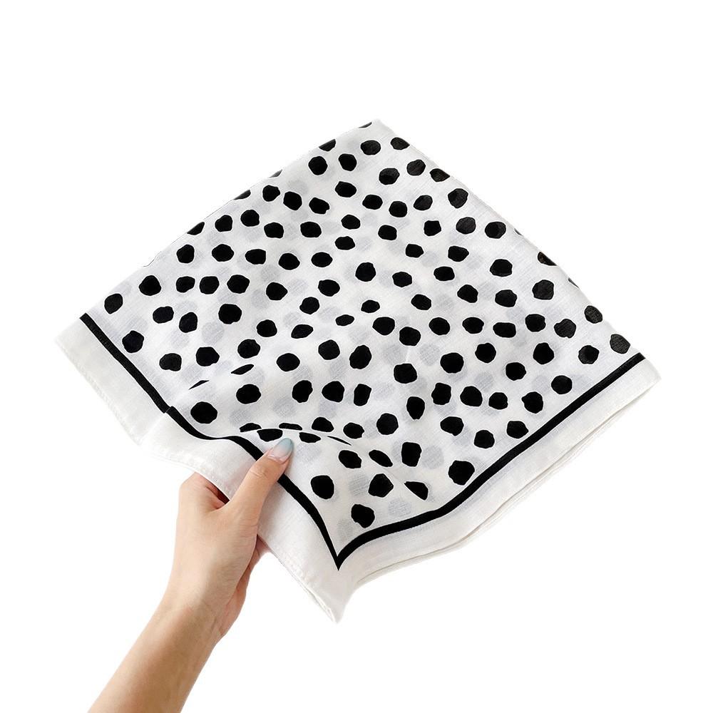 Herringbone Polka Dot Simple Small Square Scarf Classic Fashion Versatile Silk Scarf Scarf Shawl Black and White Wholesale