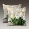 Vikama Soft Cushion Cover White Tulips In A Vase Design Ideal For Sofa Living Room Bedroom Decorative Throw Pillow Case
