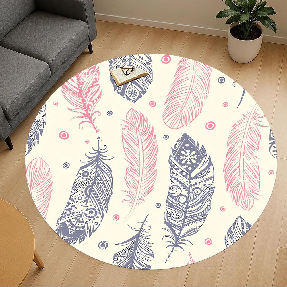 1pc feather pattern Round Chair mat Area Rug - Non-Slip, Floor Mat for Office, Bedroom, and Indoor Decor c1118022