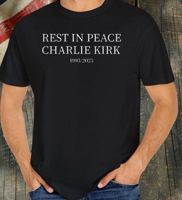Charlie Kirk RIP Maglietta Nera tee Turning Point
