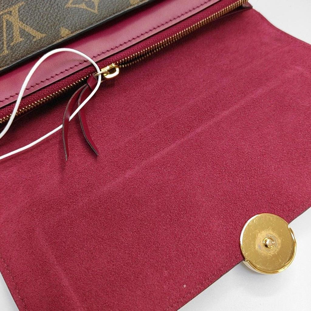 [Pre-Owned] Flore Flower Buckle Classic Monogram Coated Canvas With Calfskin Flower Chain Clutch Shoulder Crossbody Bag - Very Good #1N135A1