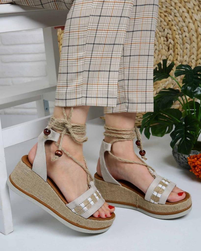 Sandalias de mujer con cordones cruzados y tacón de cuña de paja Sherrell  comprar a buen precio — entrega gratuita, reseñas reales con fotos — Joom