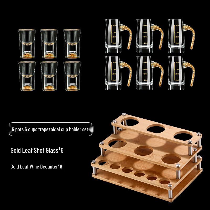 Handun Crystal Glass Baijiu Set with Wood Rack