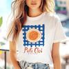 Pasta Club Pattern Basic T-Shirt Short Sleeve Cute Harajuku Regular Top Fashion Versatile Women's Round Neck Casual Style T-Shir