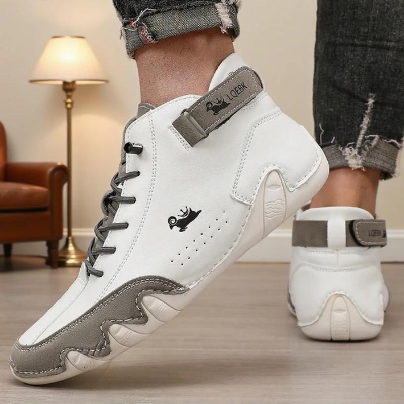 Herren Casual High Top Schuhe Minimalistisches Design Modische Bare Boots Outdoor Handgefertigt Leder Weiche Sohle Luxuriöse Herrenschuhe