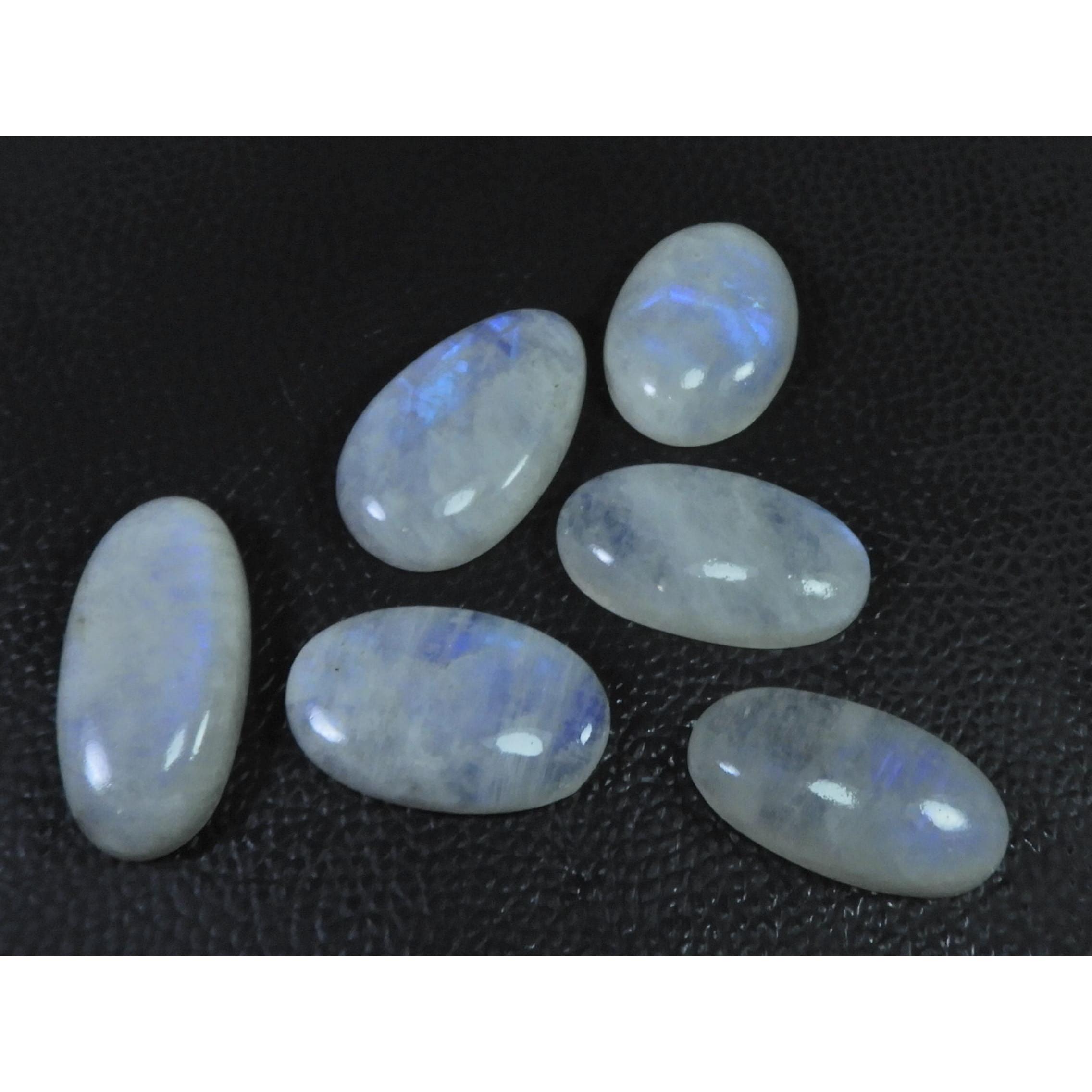 235Cts. Натуральный Радужный Лунный Камень Овальный Кабошон Россыпью Драгоценный Камень 06 Шт. Партия C-1651