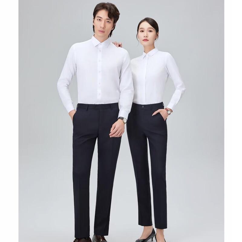Unisex Double Yarn Cotton Non-Iron Long Sleeve Business Shirt