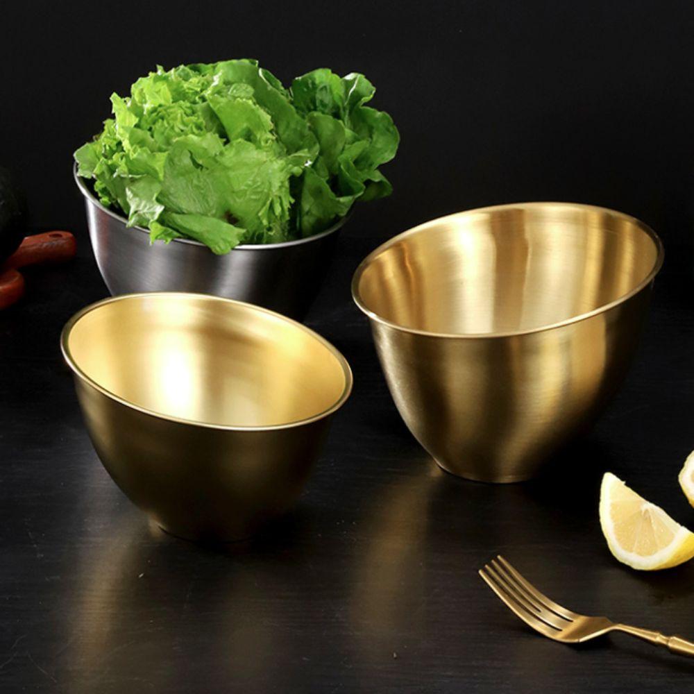 3Pcs Oblique Lettuce Bowl Stainless Steel Meal Prep Bowl Multifunctional Soup Serving Basin  Hotpot