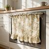 1PC Nuan Series French Retro Berry Print Oven Skirt, Lotus Leaf Edge Tassel Decorative Oven Door Curtain for Kitchen Home Decor