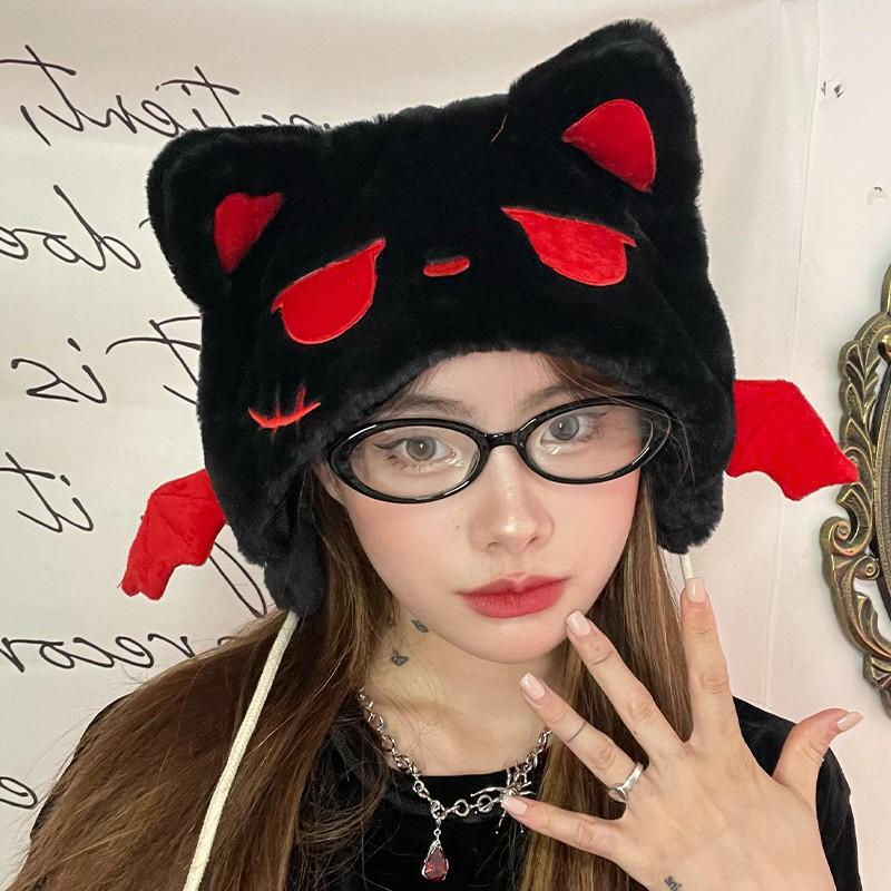 

Аниме Периферийная Шапка с Звериными Ушками Мяу Мяу Милая Плюшевая Шапка Теплая Универсальная Шапка с Ушками на Шнуровке Модная Шапка M（56-58cm）