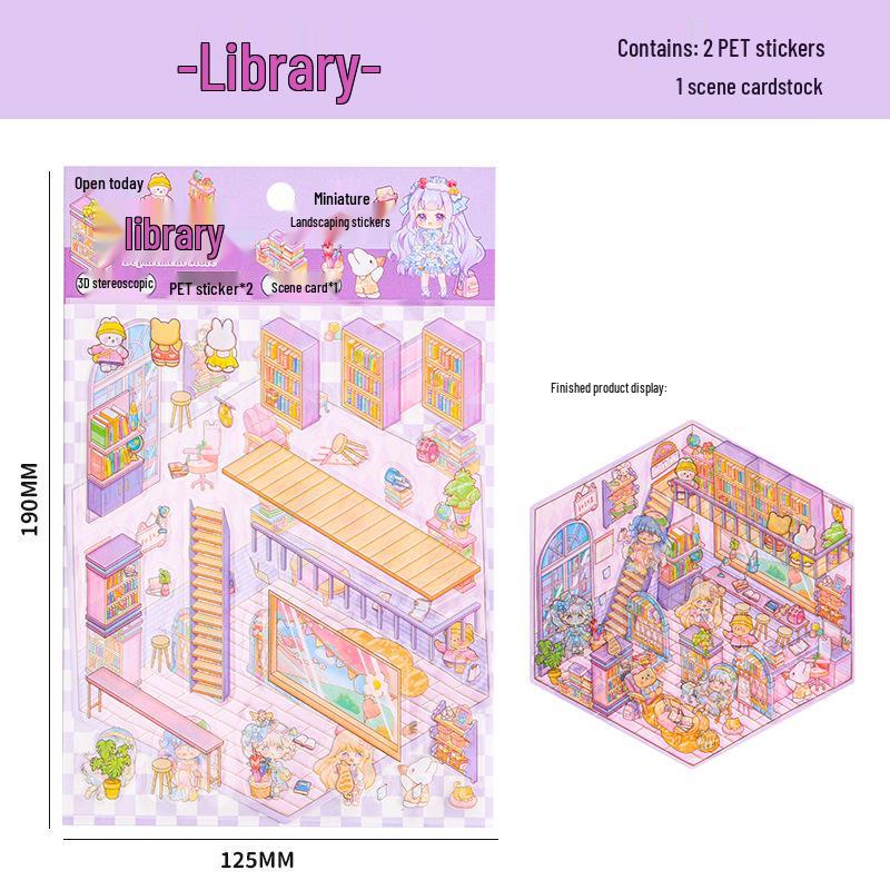 3D Мультяшные Миниатюрные Наклейки для Журналов