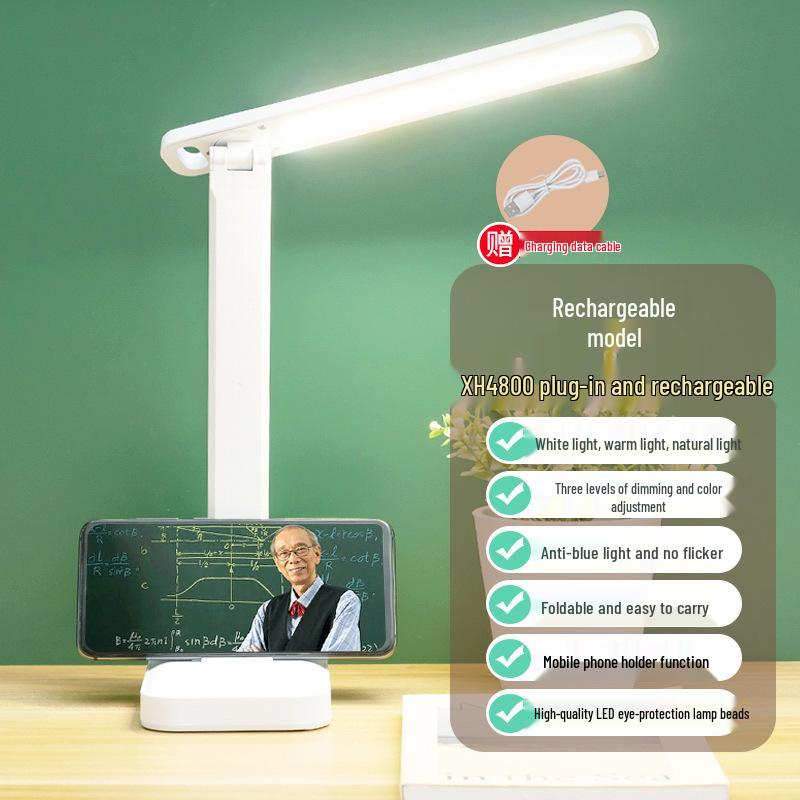 USB LED Folding Desk Lamp: Eye-Protection Night Light for Student Study, Bedside, Dormitory, or Reading