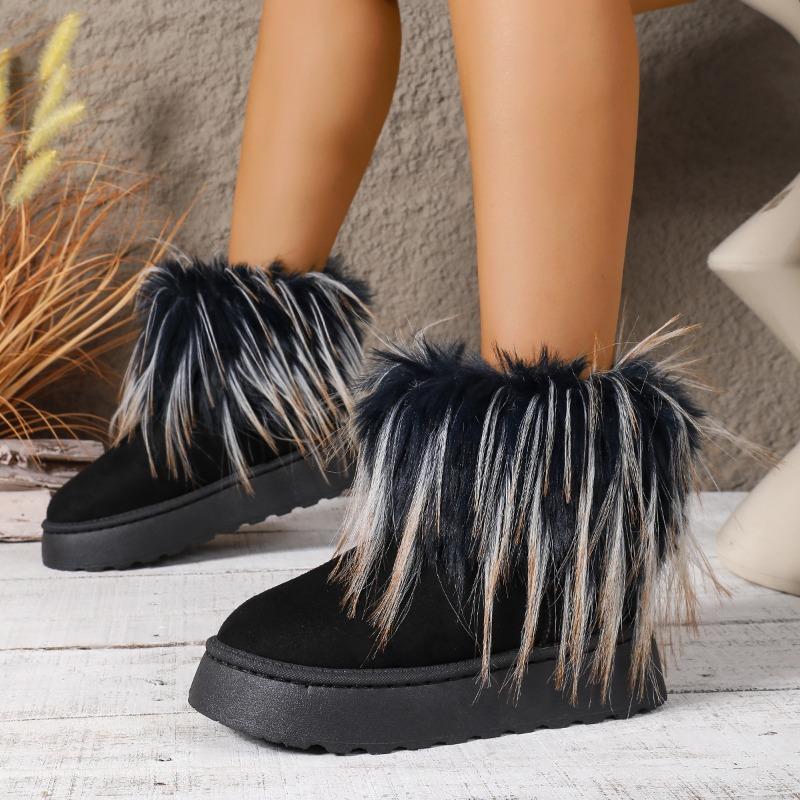 Warm Snow Boots for Winter 2025 New Plus-size Fleece Platform Sleeve Furry Cotton Shoes for Women