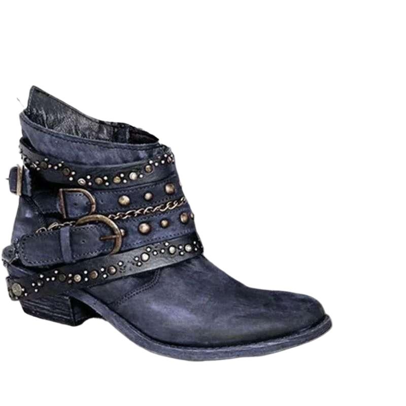 Size 36-43 Retro Women's Ankle Boots Fashion Side Zipper Pointed Toe Women's Boots Chunky Heel Large Size Leather Shoes Boots