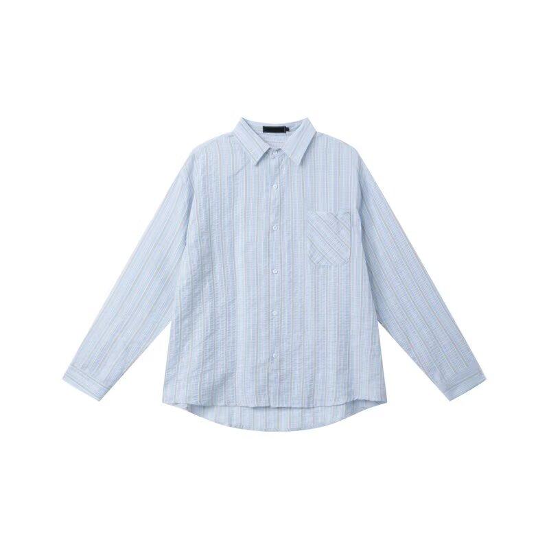 American Retro Casual Striped Long-Sleeved Sunscreen Shirt Men and Women New Breathable Idle Style Fashion Shirt Daily