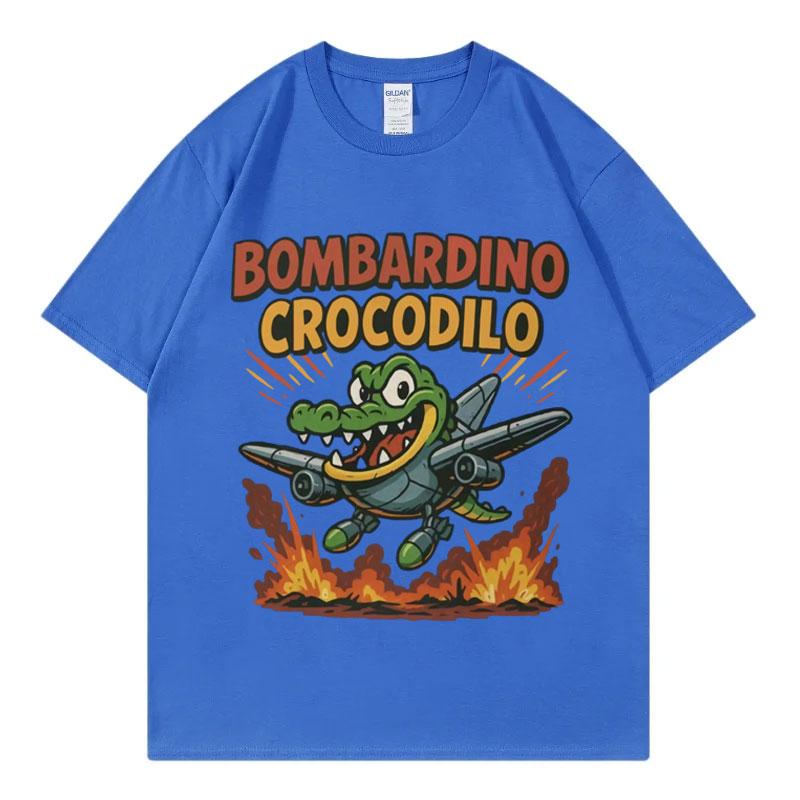 Bombardino Crocodilo Meme Graphic T Shirts Fuuny Italian Brainrot Humor Joke Tshirts Mens Womens Fashion Y2k Clothing Tshirt