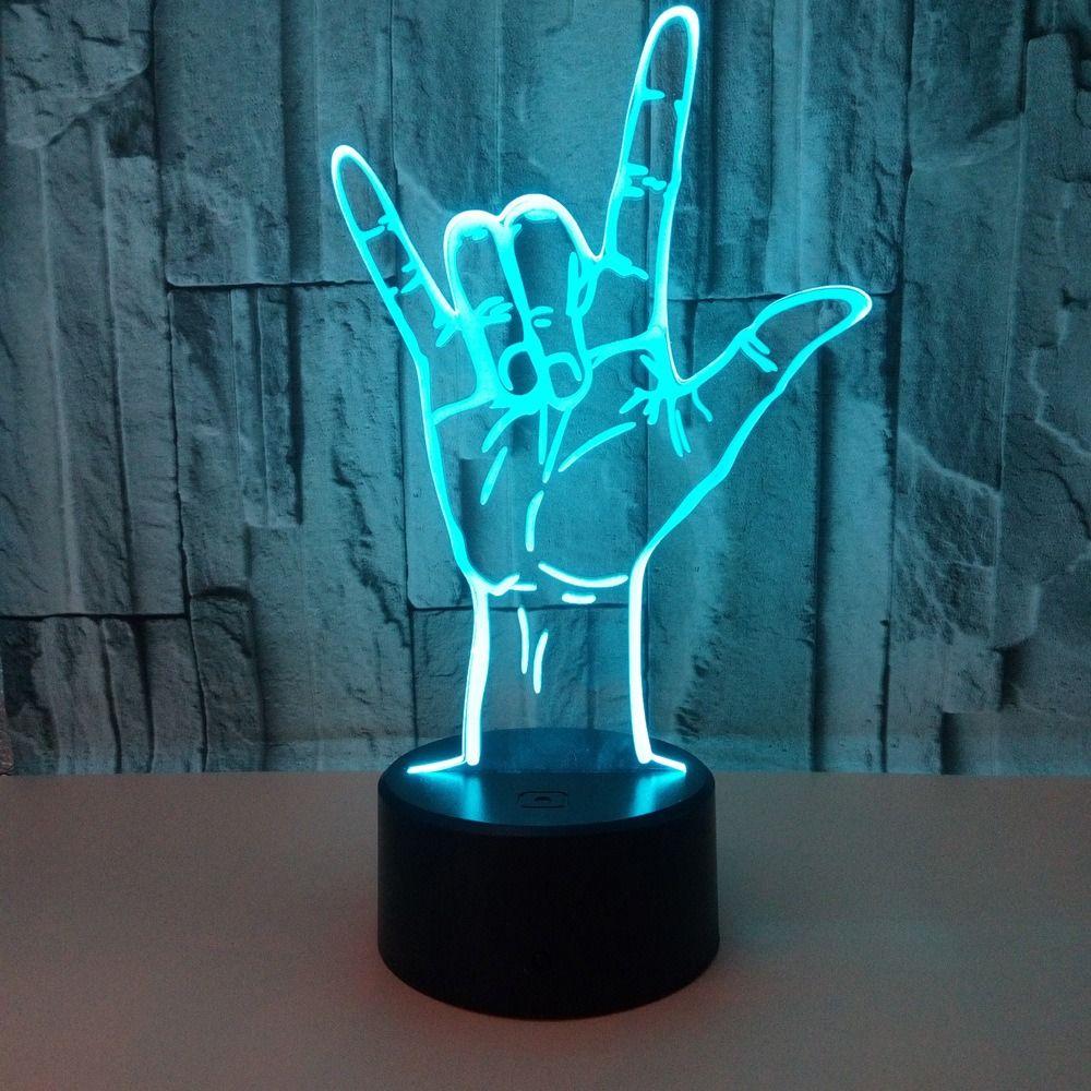 3D Sign Language I Love You Night Light USB or Battery Powered Decorative Lamp Illusion Light  Xmas