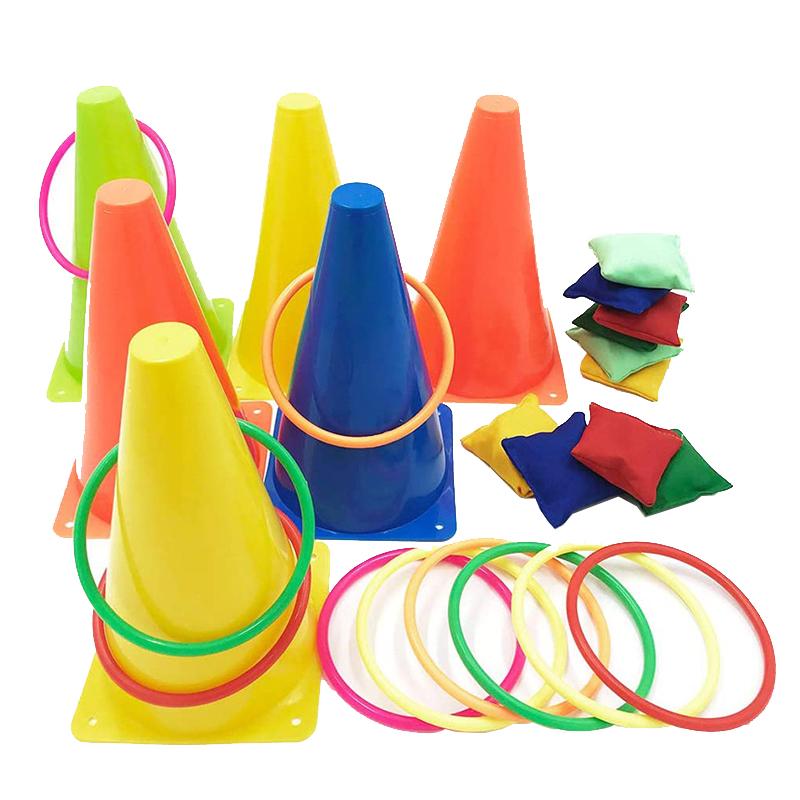 Children Outdoor Sensory Integration Training Games Park/Parish Sports Activities Game Props Traffic Cone Ring Set Throwing Toys