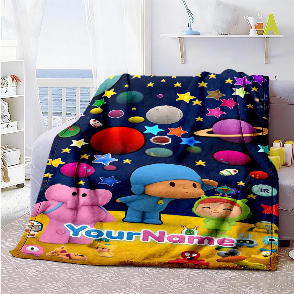 Pocoyo Customize Text Blanket Lightweight Personalized Blanket Durable Comfort Suitable for Seaside Bedding Couch Living Room Four Seasons Multipurpos