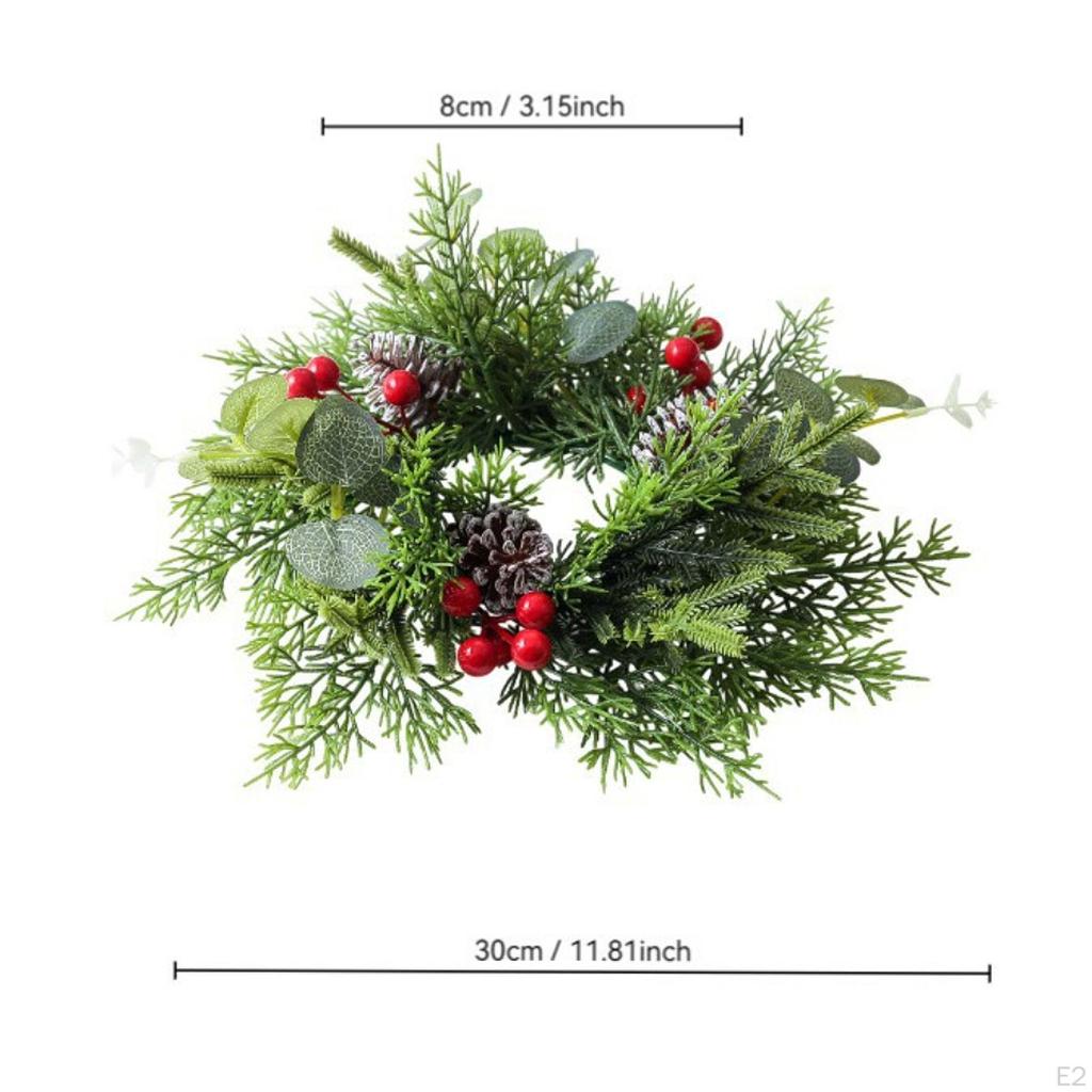 Christmas Candle Ring Wreath Pillar Holder for Parties Festive