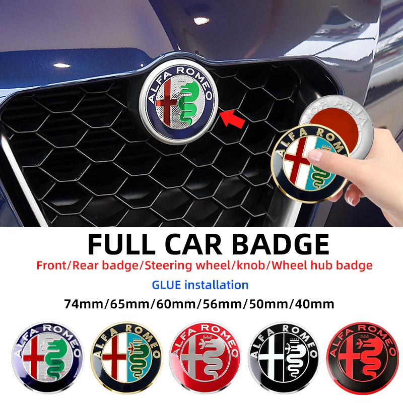 40mm 50mm 56mm 60mm 65mm 74mm Car Hood Trunk Steering Wheel Badge Wheel Center Cap Emblem For Alfa Romeo 156 159 147 Giulia Mito