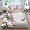 3D Classic Luxury Bedding Full Size Vintage Flower Bedspread Set Microfiber Fabric with Zipper Washable Soft Home Decoration