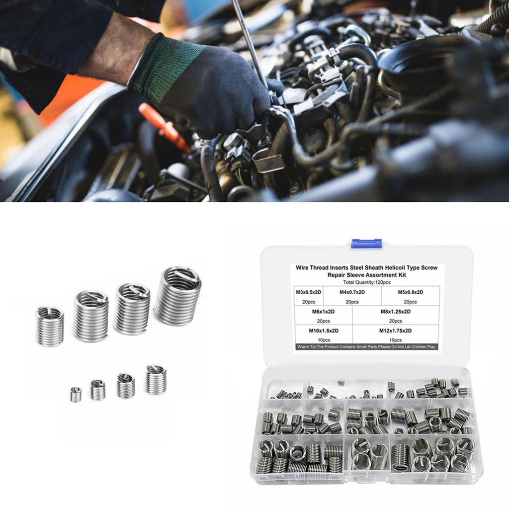 120 Pcs Insert Nut M3 M4 M5 M6 M8 M10 M12 Stainless Steel Shock Impact Resistant Threaded Insert