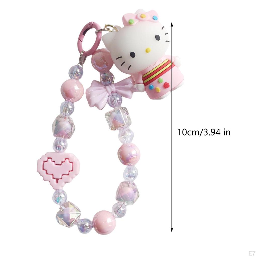 Cute Beaded Keychain Decorative Portable Bag Pendants for Girls Women Adults Violet
