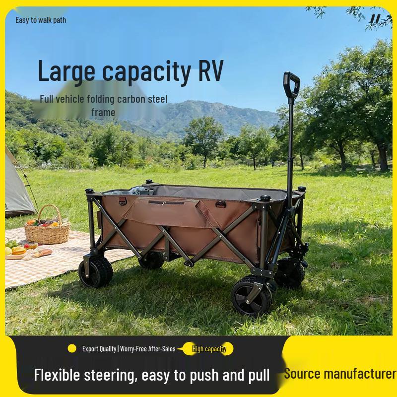 Foldable Camping Cart & Stroller for Kids: Portable Handcart for Outdoor Picnic, Travel, and Fishing.