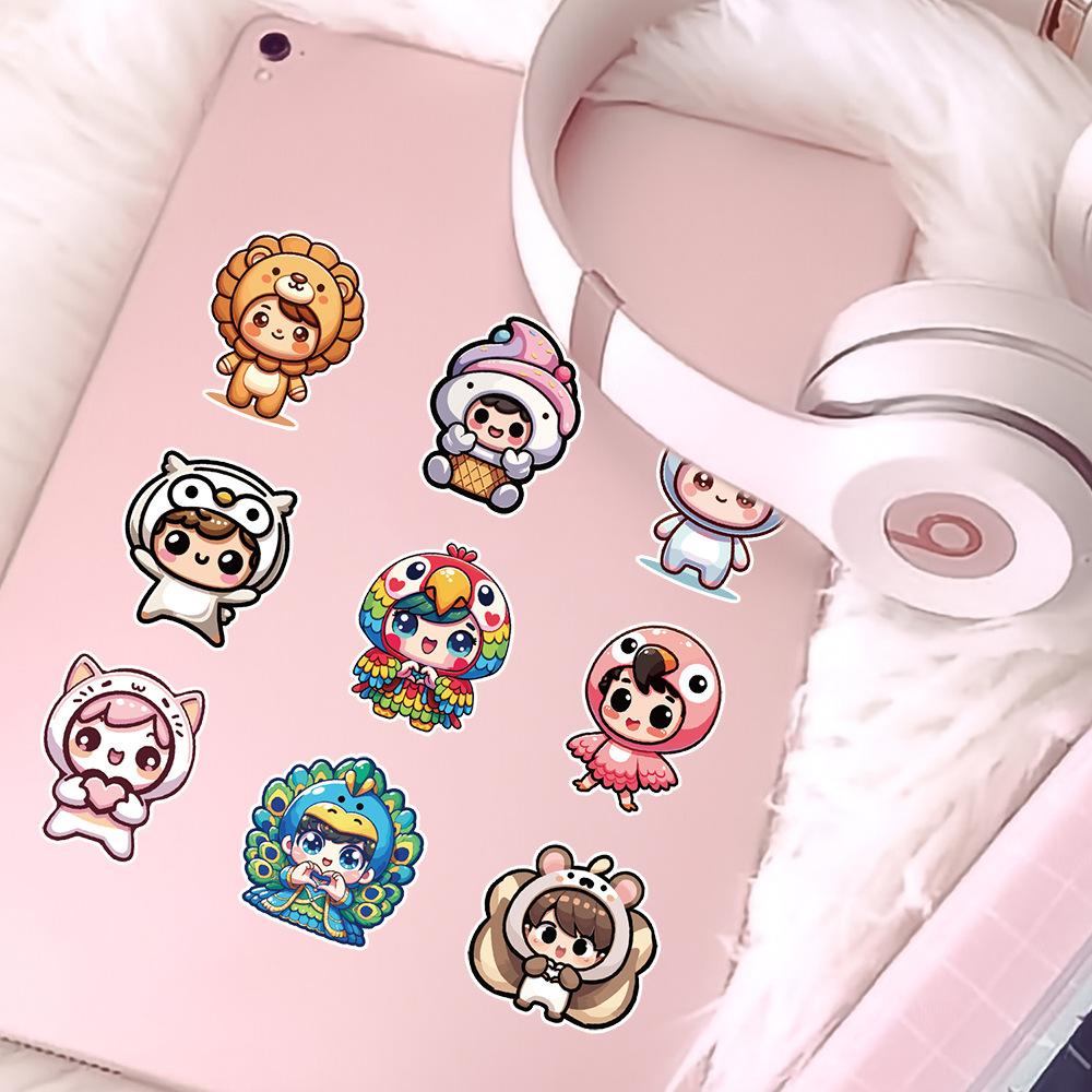 100 Pieces of Cute Little Girl Stickers Pack Mobile Phone Water Cup Waterproof Decorative Stickers Children's Hand Account Stickers
