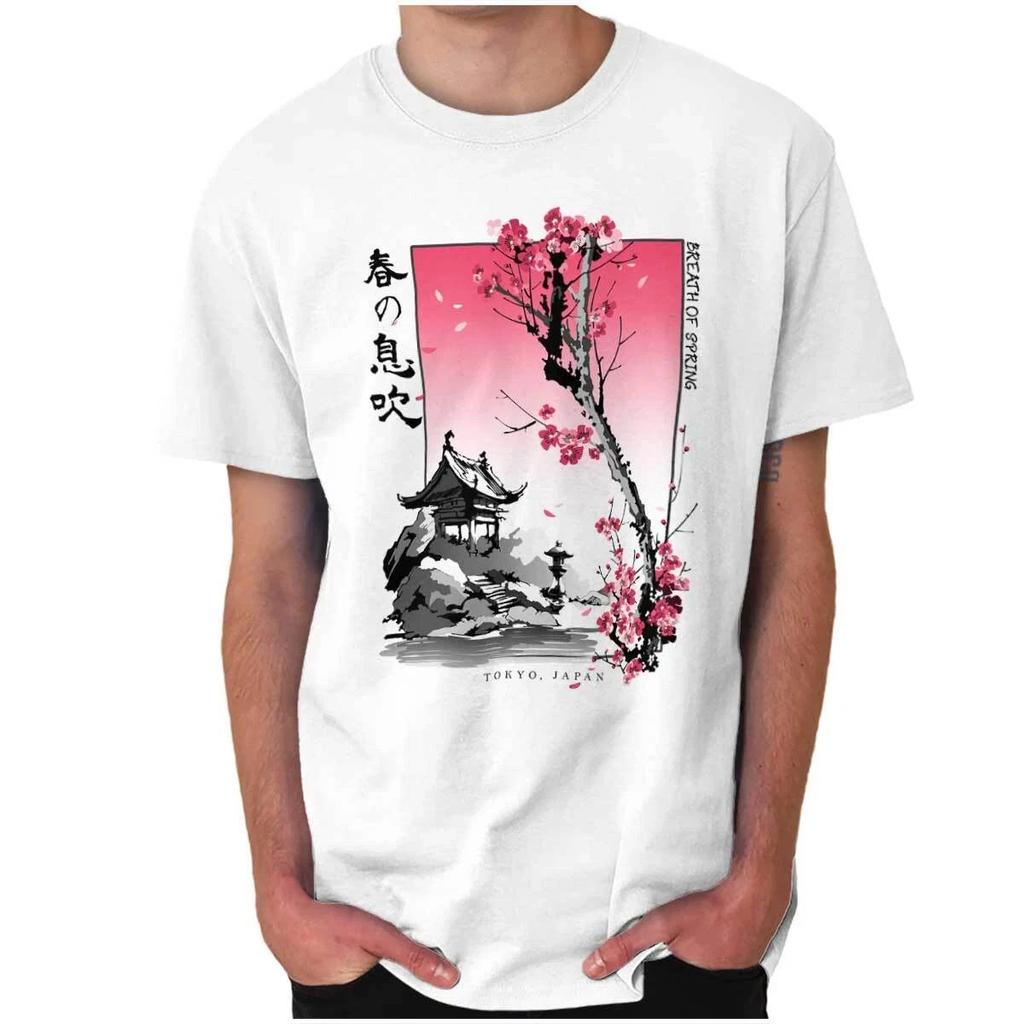 Tokyo Japan Breath of Spring Cherry Blossoms Womens or Mens Crewneck T Shirt Tee