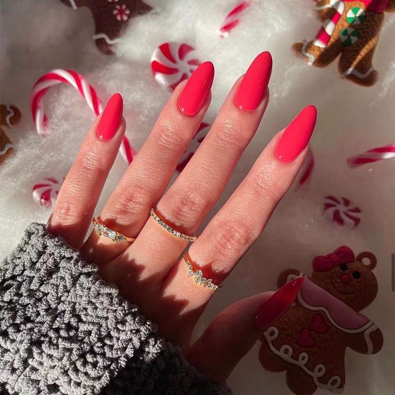 Накладные ногти однотонные средней и длинной длины, коллекция заостренных ногтей, нейл-арт, накладные ногти средней и длинной длины