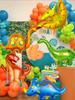 5pcs Dinosaur Foil Balloons, Jurassic Velociraptor Giraffe Animal Theme Birthday Anniversary Party Decoration
