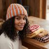 Soft Ribbed Knit Cap Color Blocked Warm Hat Fashion Striped Beanie Hat  Cycling