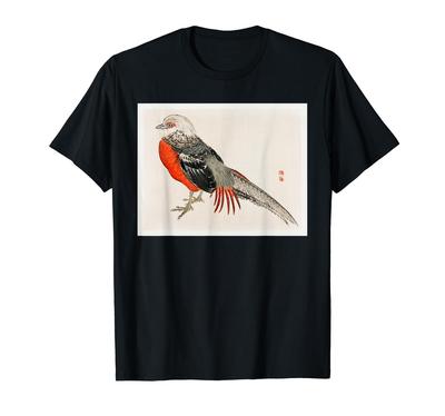 Kono Bairei Art Vintage Japanese Pheasant Bird Painting T-Shirt